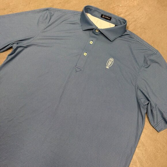 Turtleson Golf Shirt Scranton Country Club Polka Dot Polo Stretch Blue XL - Picture 2 of 8